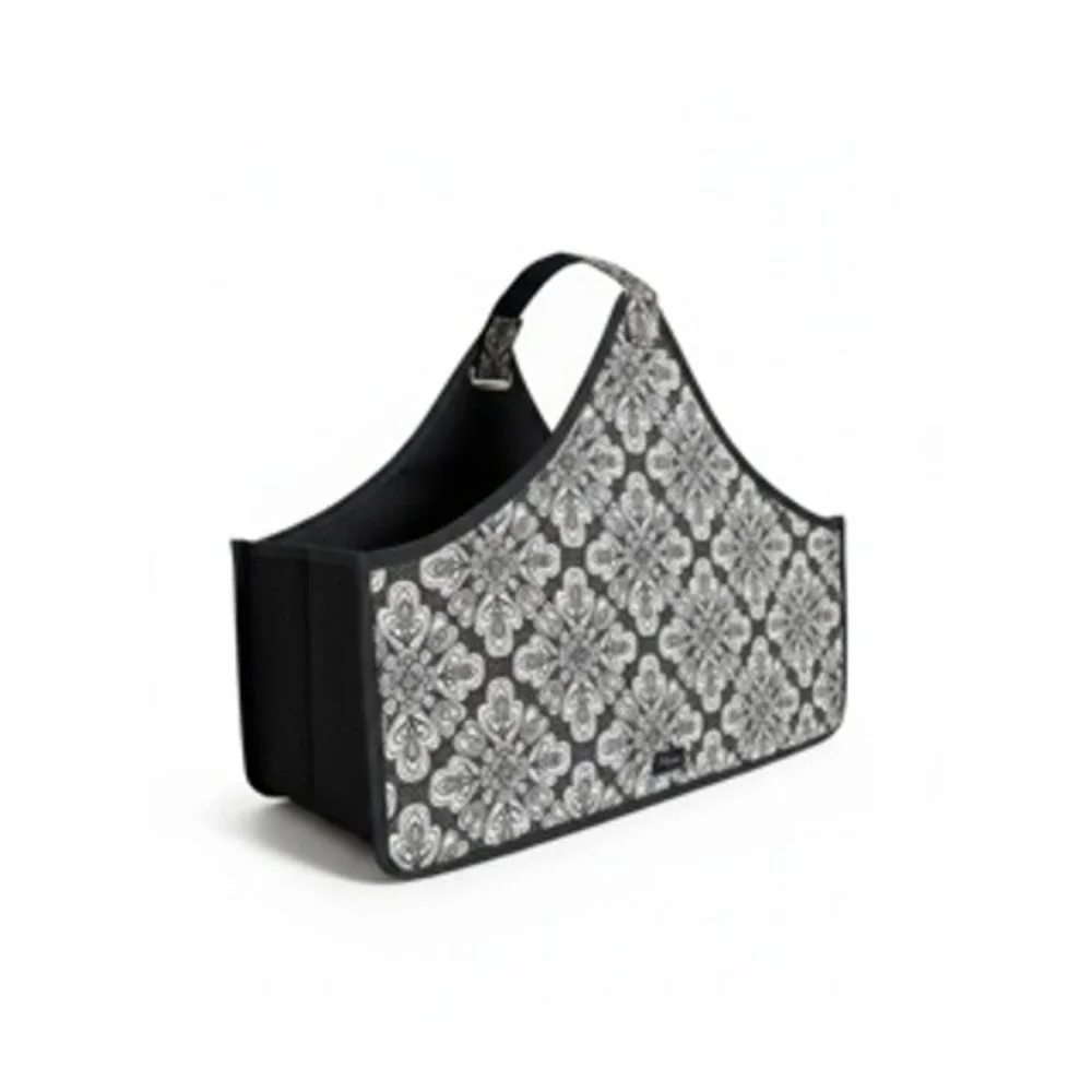 Thirty-One Your Way Caddy Black White Medallion Floral Storage Tote Bag 4119